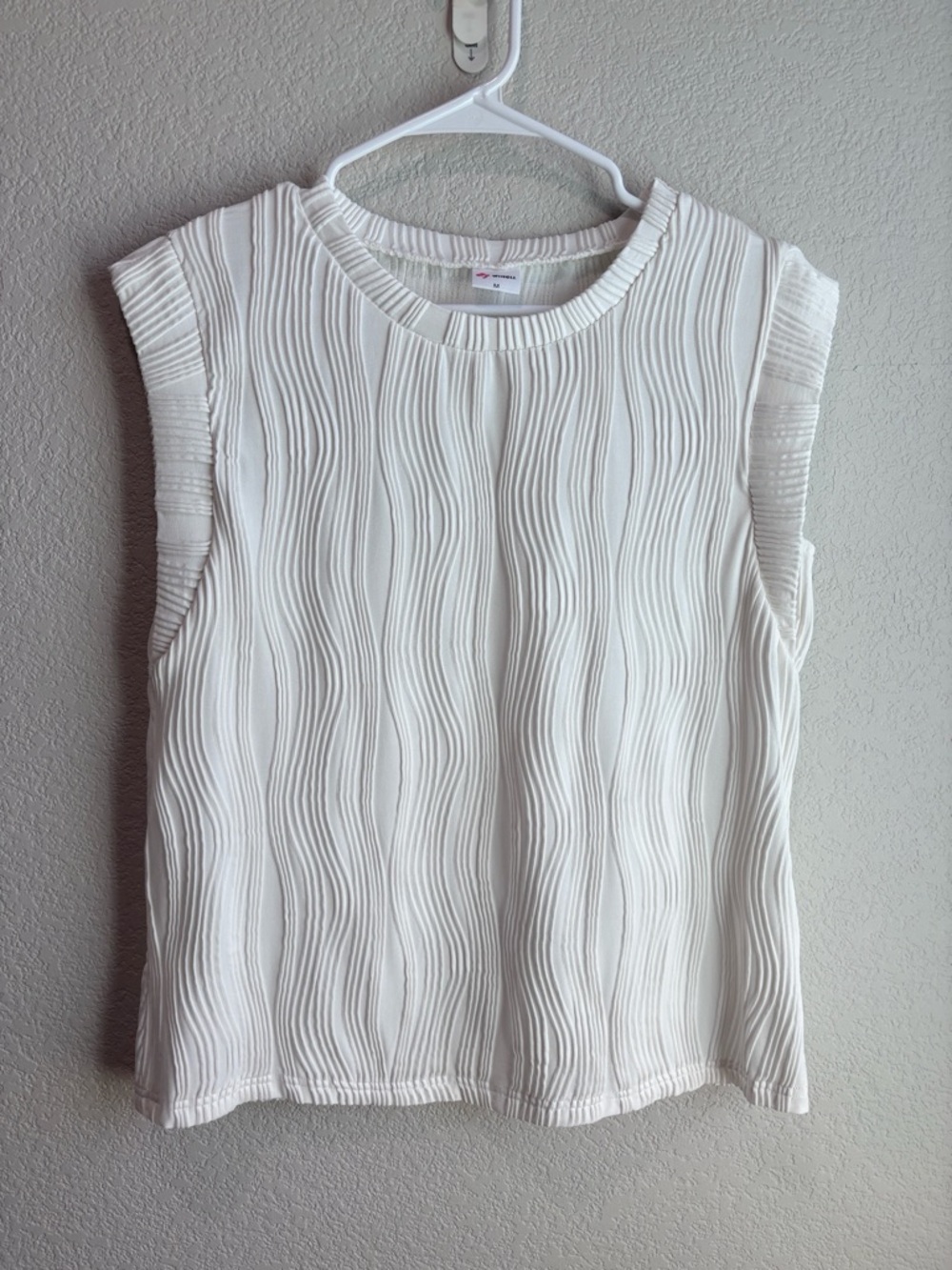 Wiholl Textured White Short Sleeve Shirt Medium